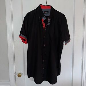 7camicie Roma Iconic Poplin Man Shirt Short Sleeve Black Grey XL Professional